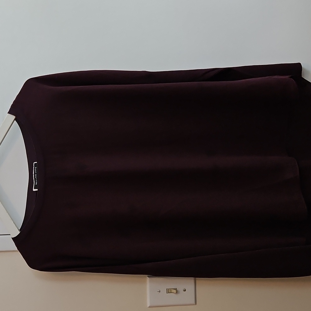 Melanie Lyne Burgundy High Low Long Sleeve Tunic Top Size 12